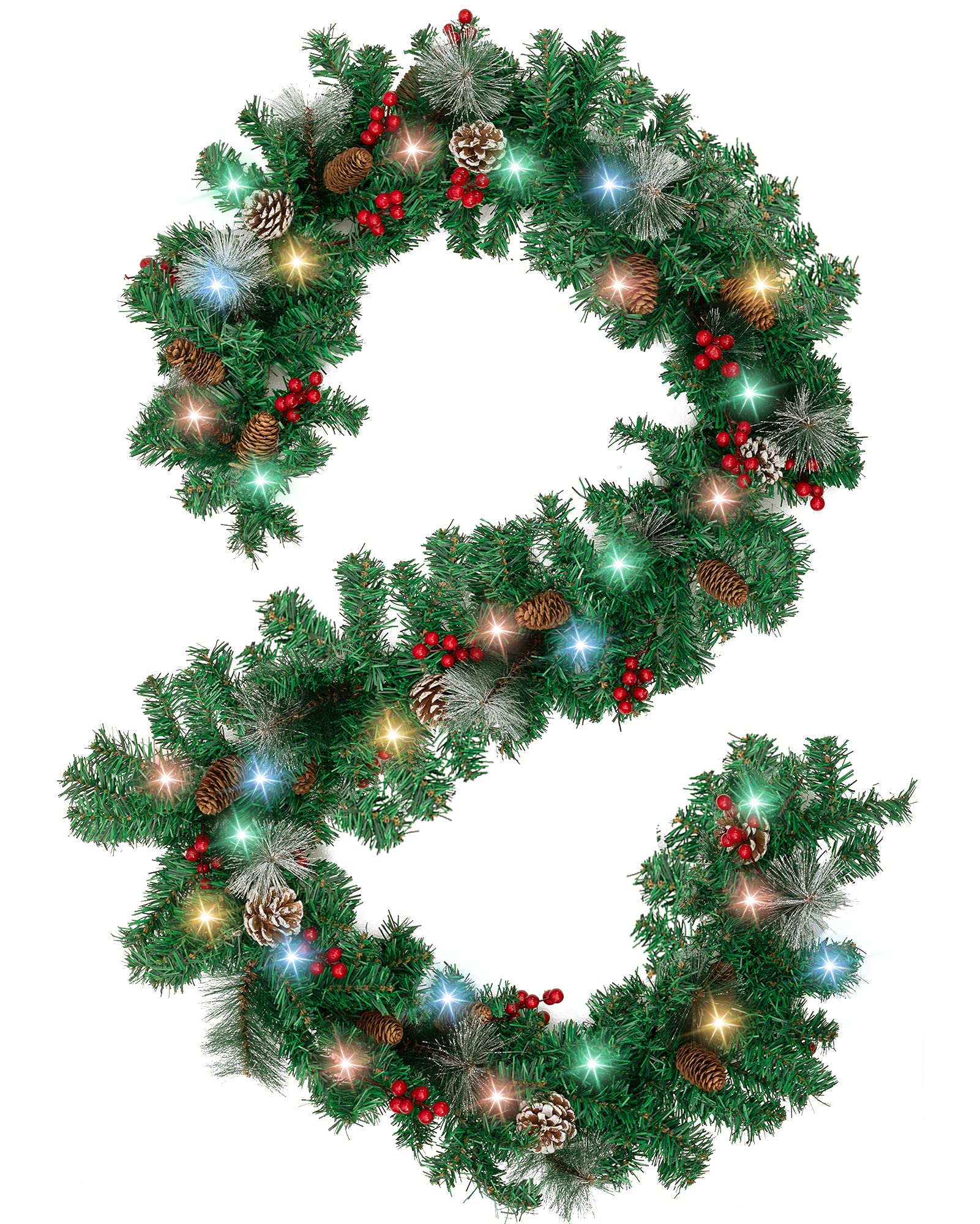 Photo 1 of Jelofly 9Ft by 10Inch 100 LED Christmas Garland Battery Operated Christmas Garland Lighted Pine Garland Mantle Garland for Outdoor Indoor Christmas Xmas Holiday Decorations, Colorful
*LIGHTS DO NOT FUNCTION*