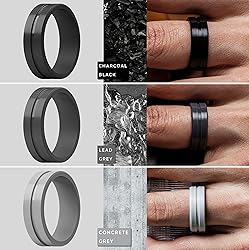 ThunderFit Silicone Wedding Rings For Men, Beveled