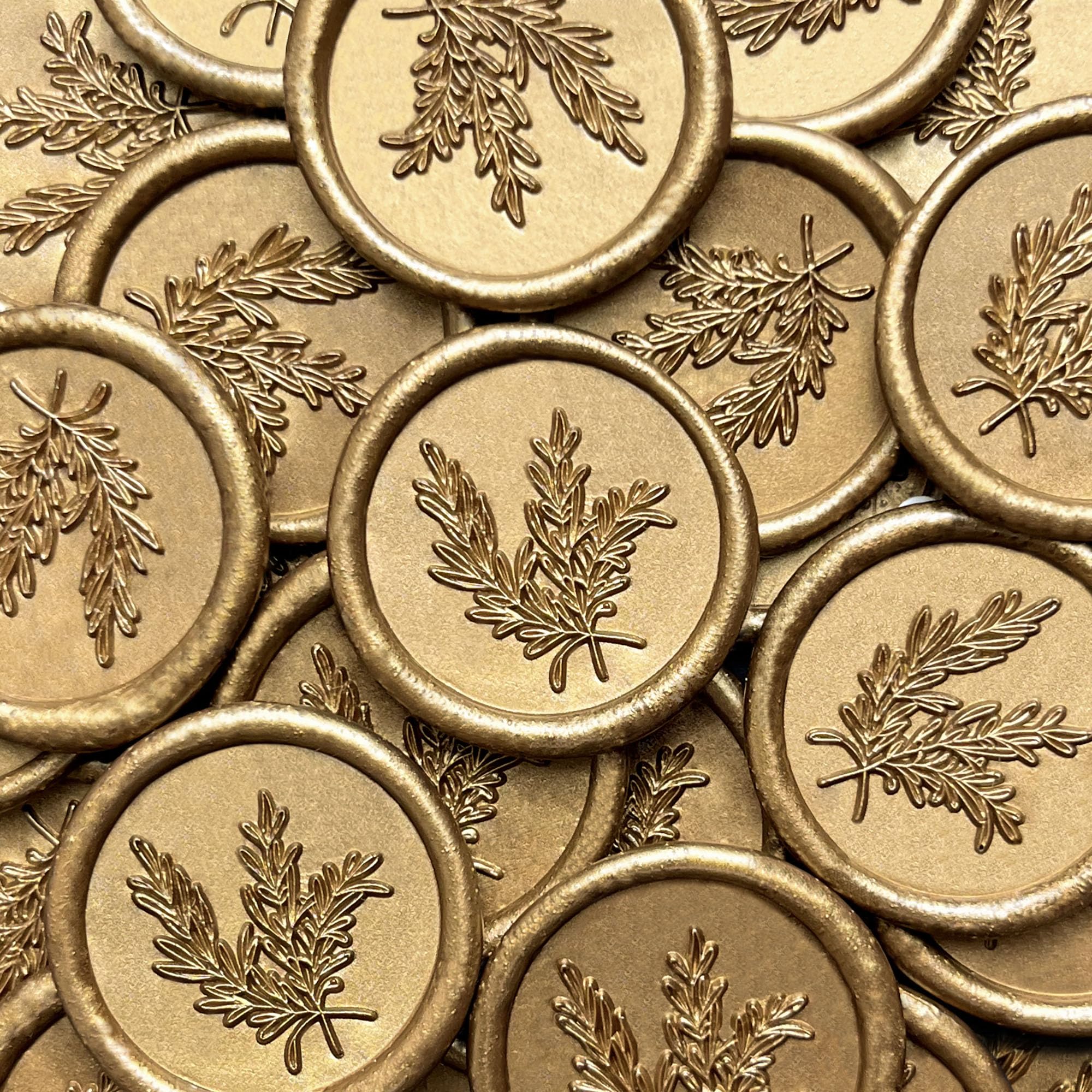 Photo 1 of 100Pcs Wax Seal Stickers Handmade Envelope Seals Self Adhesive Wax Stickers for Wedding Party Invitations, Envelope, Gift Wrap, Christmas(Rosemary Style, Bronze)