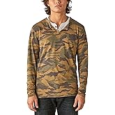 Lucky Brand Men's Venice Burnout Camo Notch Neck Long Sleeve Tee