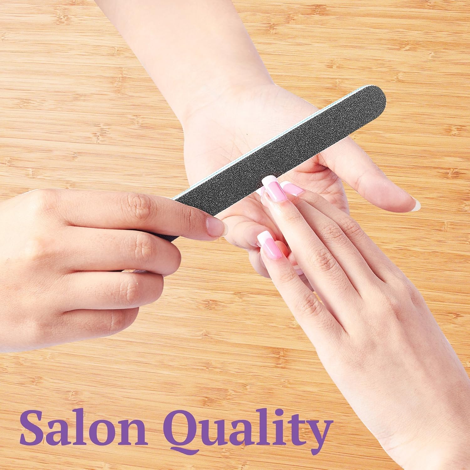 100/180 10 pack Nail File / Emery Board with 2 Piece Buffer Block Set - For Smooth & Shiny Nails - Home or Professional Manicure / Pedicure Kit: Health & Personal Care