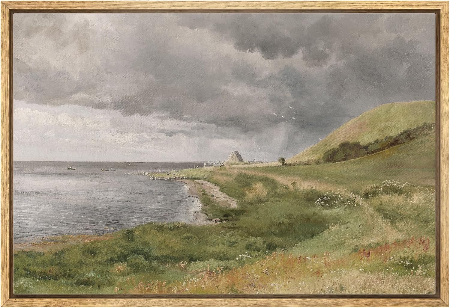 Posters & Prints - wall26 Framed Canvas Print Wall Art Green Mountain Range Stormy Landscape Nature Wilderness Illustrations Fine Art Farmhouse Floral Botanical Calm/Relax Cozy for Bedroom - 16