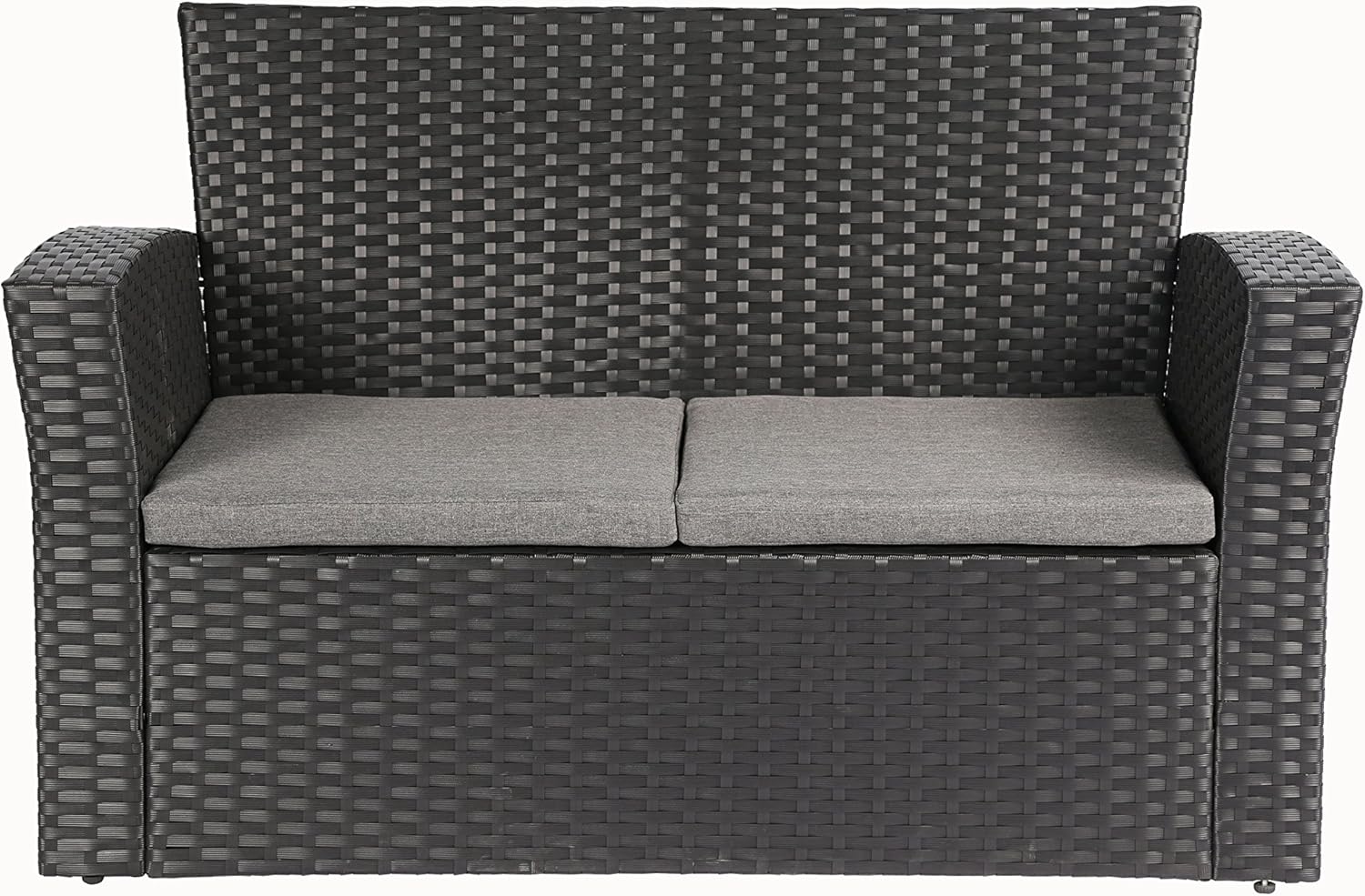 Baner Garden 4 Pieces Outdoor Furniture Complete Patio Cushion Wicker P.E Rattan Garden Set, Full, Black: Furniture & Decor