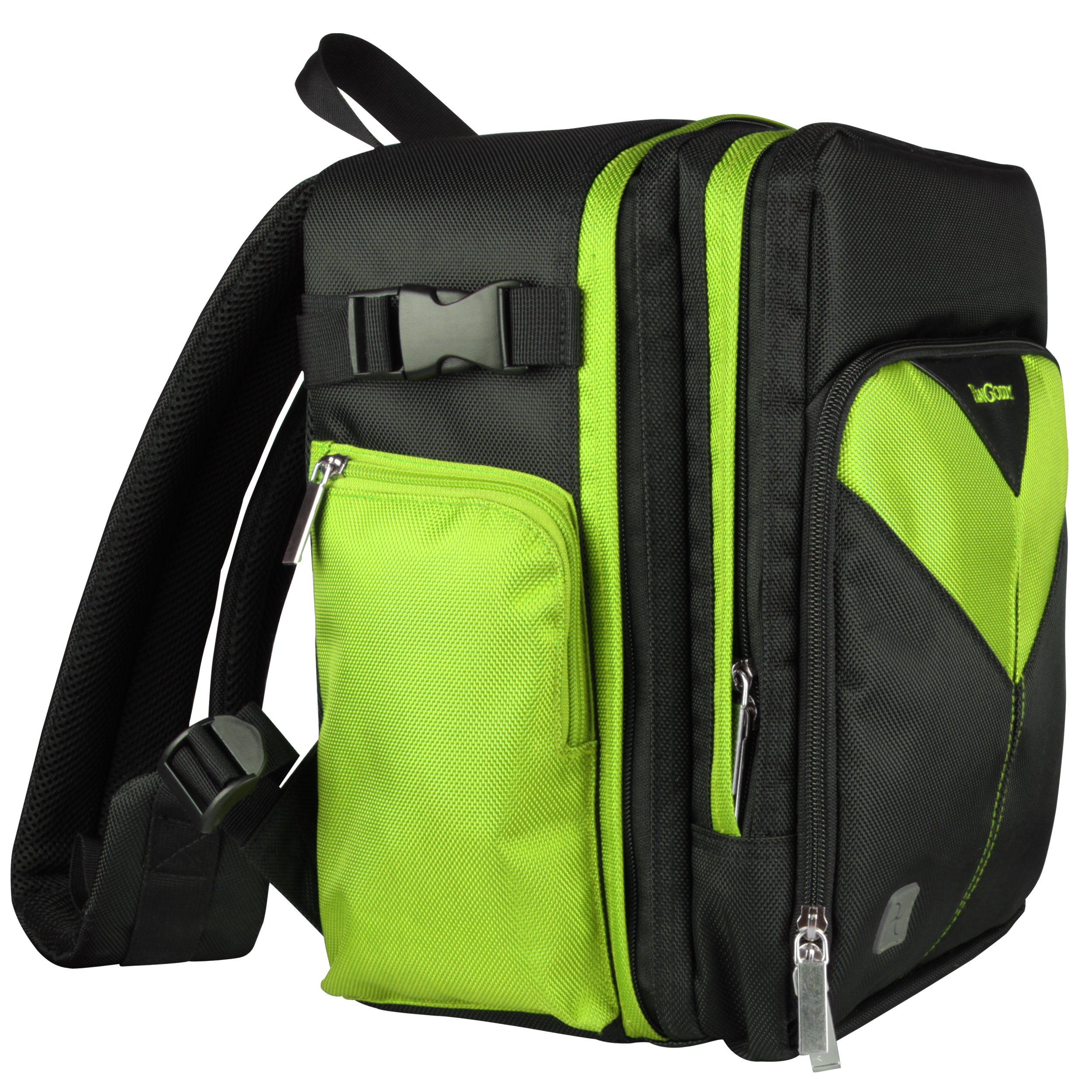 Vangoddy Sparta Travel Nylon Backpack Bag (Green, Black) for Sony Cyber Shot DSH H300, DSH H400, H20