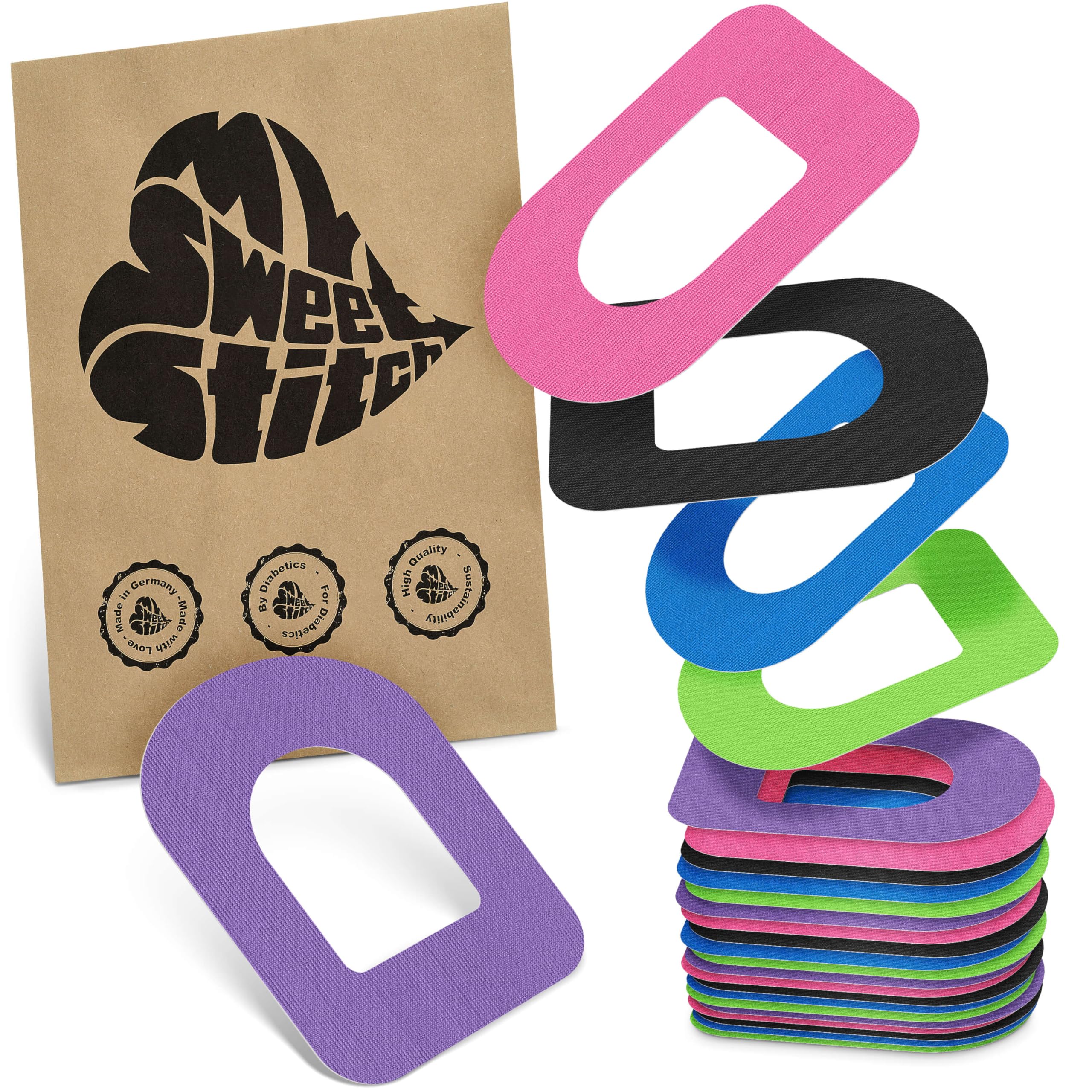 MySweetStitch - 25 x Omnipod Patches, Ring Patch Ø 95 x 72mm, Waterproof, Breathable, Skin-Friendly, Made in Germany, Rainbow