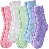 Yebing Fuzzy Socks for Women Fluffy Slipper Winter Warm Cozy Plush Sleep Heart Gift Socks