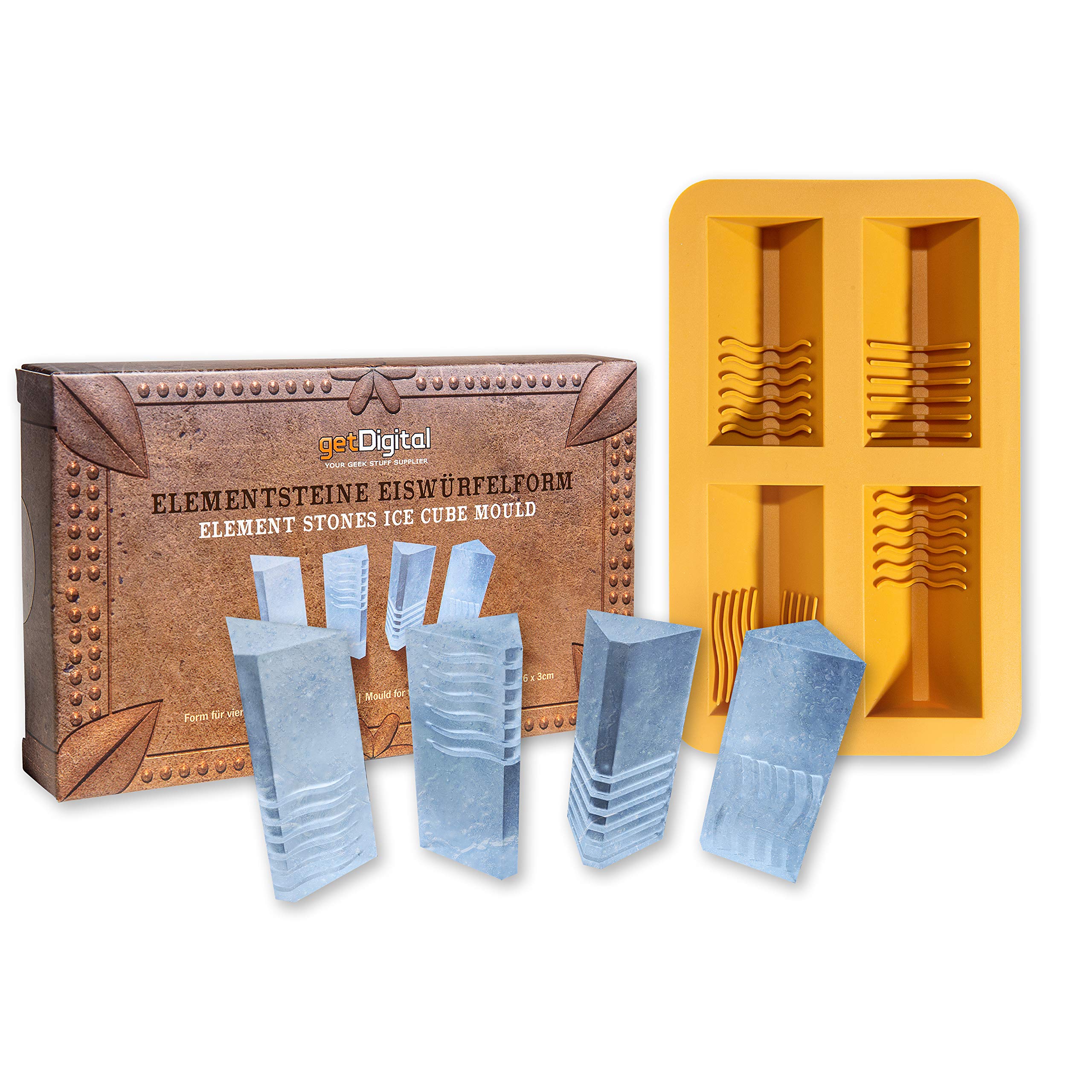 getDigital Element Stones Ice Cube Mould - Silicone Tray for Ice Cubes for Geeks, Nerds and Fans of Sci-Fi Movies - 15 x 3 x 9 cm