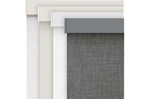 AOSKY Linen Roller Blinds Shades for Indoor Windows Pull Down Cordless Blackout Black Out Window Shade 20 Inch Blinds for Home Dark Grey