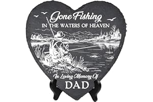 DIGIKAZZ Memorial Stone Loss of Dad Fishing, Gone Fishing in The Waters of Heaven, Sympathy Gift Fisherman Stone for Loss of Dad on Fathers Day, Christmas