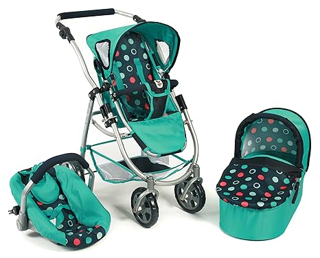 Bayer Chic 2000 637 21 - Kombi-Puppenwagen 3-in-1 Emotion All In, Menta, Navy/Mint