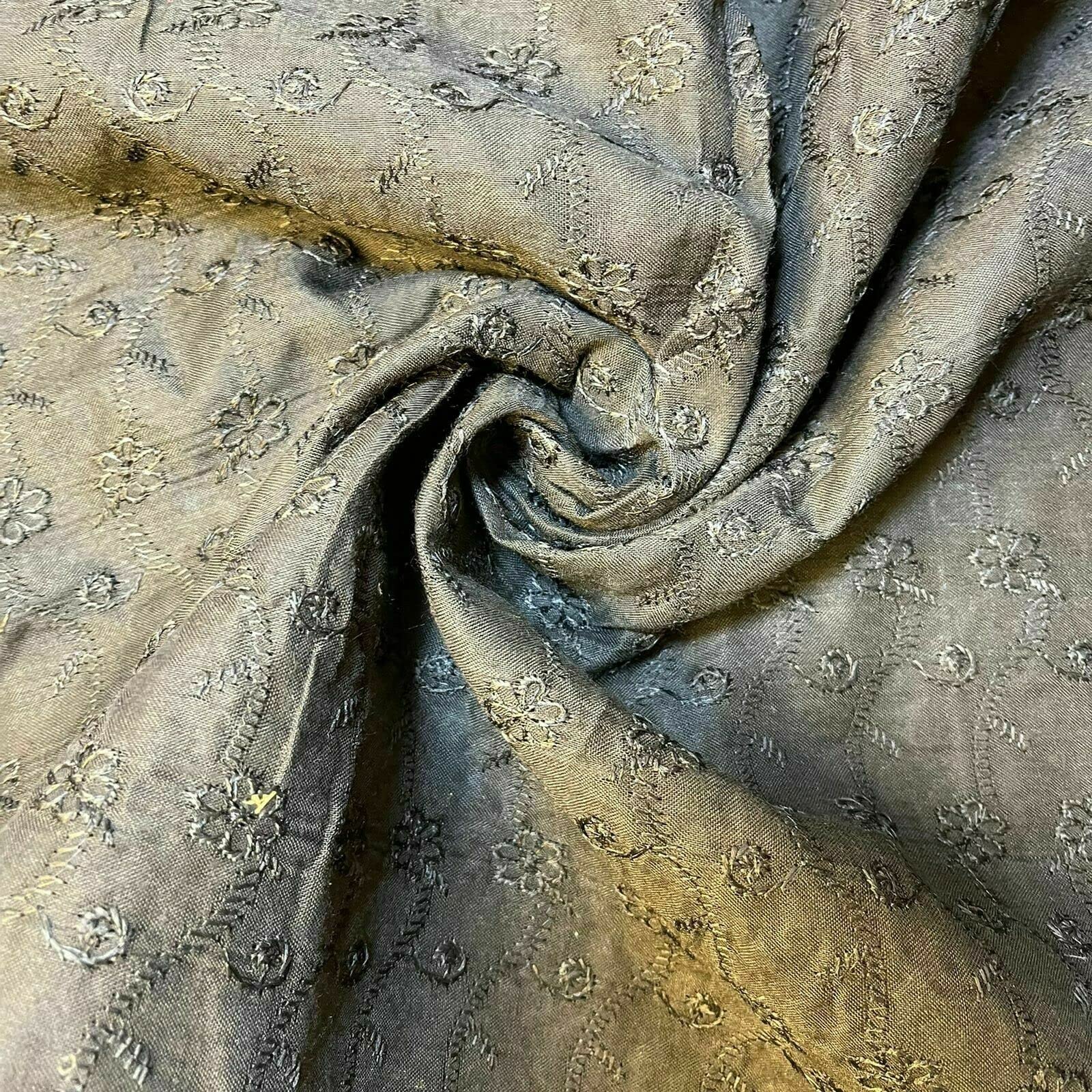 Schiffly 100% Cotton Lawn Broderie Anglaise Embroidery Dress Craft Fabric 44" (5 Meter, Black)