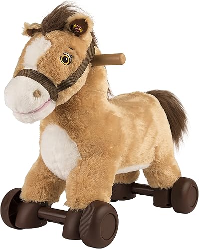 Rockin’ Rider Charger 2-in-1 Pony Ride-On brown pony on wheels