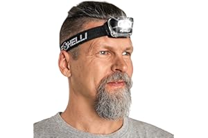 Foxelli LED Headlamp Flashlight for Adults & Kids, Running, Camping, Hiking Head Lamp with White & Red Light, Comfortable Headband, Lightweight & Waterproof, 3 AAA Batteries
