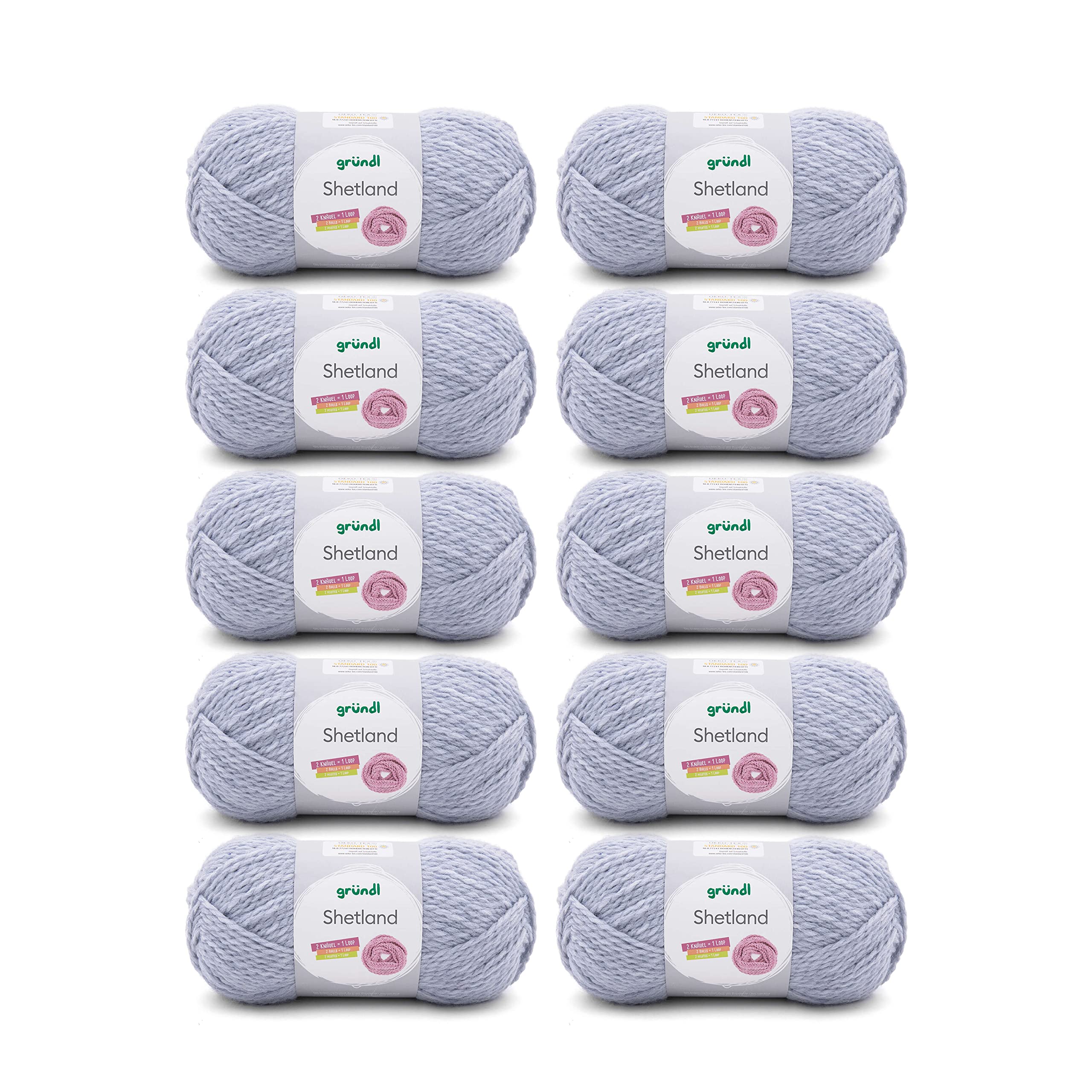 Gründl Shetland Wool (fashionable and soft knitting yarn made of 80% polyacrylic and 20% wool, 100 g / 170 m, needle size: 7-8, 10 x 100 g), Jeans Melange