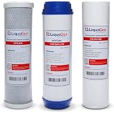 LiquaGen - Replacement Pre-Filter Set for Reverse Osmosis Water Filter Systems- 10" | 1 PP Sediment, 1 Carbon Block (CTO) &amp; 1 Activated Charcoal (UDF) | Highly Compatible Ultrapure Water Purifier Kit