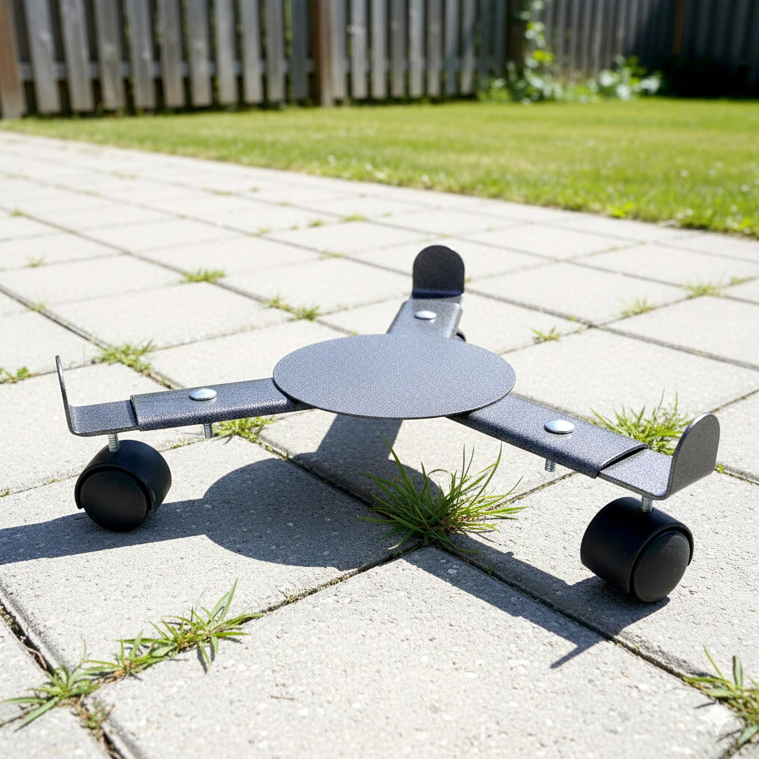 GEEZY Extendable Plant Stand on Wheels 30cm - Black Metal Plant Caddy with 3 Adjustable Legs & 50kg Capacity - Rolling Dolly Trolley for Indoor & Outdoor Heavy Pots, Planters & Flowers