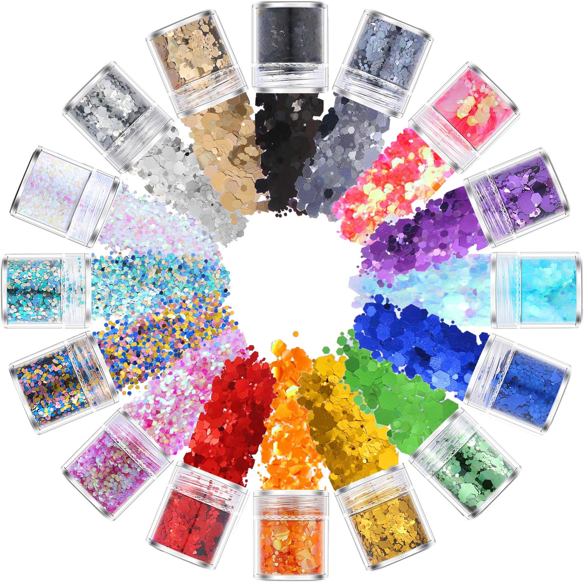 Le Fu Li Holographic Chunky Glitter 16 Colors Face Body Eye Hair Nail Festival Chunky Holographic Glitter Different Size