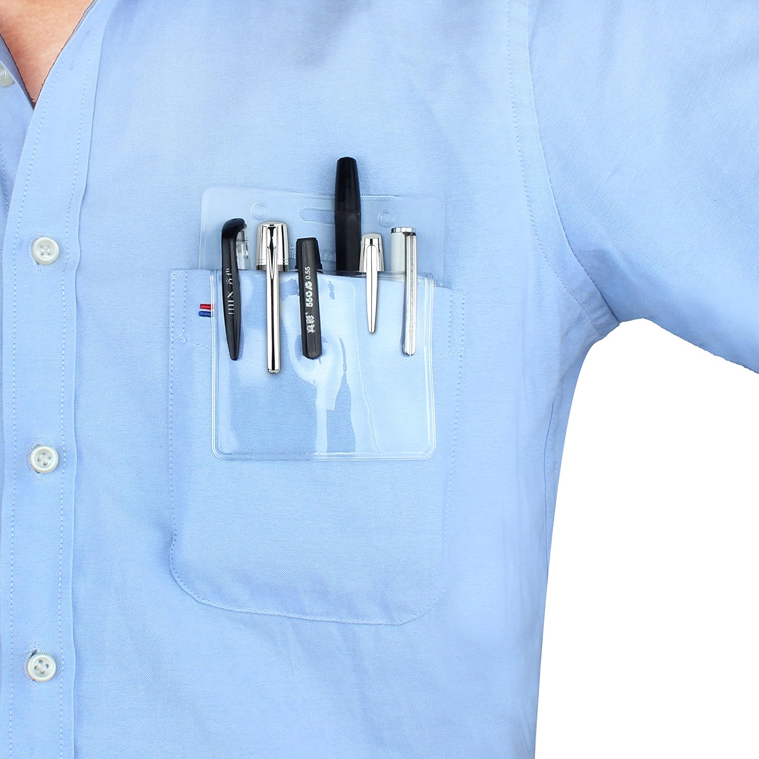 Wisdompro 5 Pack Heavy Duty Pocket Protector for Shirts Lab Coats, Pants, Multi-Purpose, Holds Pens, Pointers, Cards - Image 5