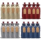 DIWNELEM 16 Pack Burlap Jute Wine Gift Bags with Drawstring, Perfect for Wine Tasting, Weddings, Parties & Travel