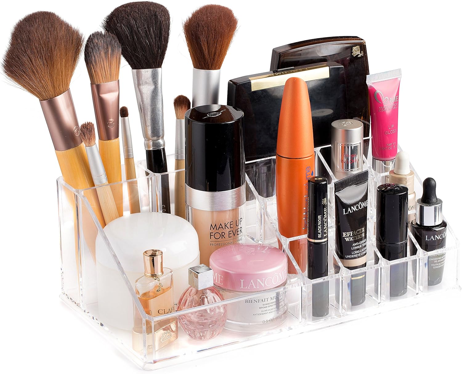 Clear Cosmetic Storage Organizer - Easily Organize Your Cosmetics, Jewelry and Hair Accessories. Looks Elegant Sitting on Your Vanity, Bathroom Counter or Dresser. Clear Design for Easy Visibility.: Home & Kitchen