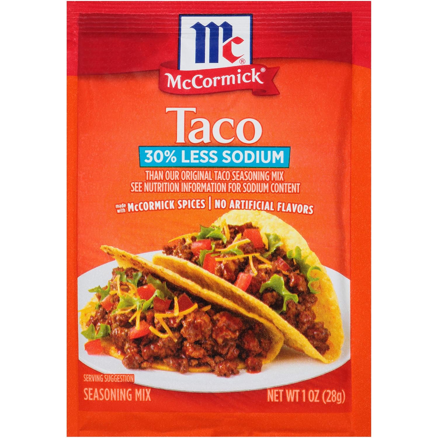 Amazon Com Mccormick 30 Less Sodium Taco Seasoning Mix 1 Oz Packet Grocery Gourmet Food