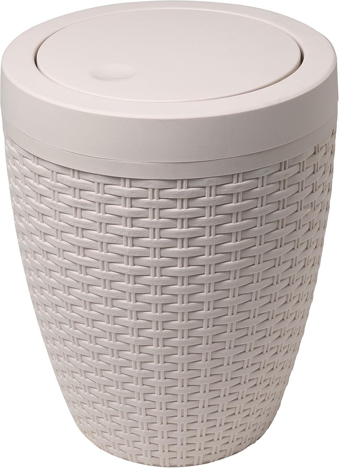 Addis 515799 Faux Rattan Round Bathroom Bin with Swing lid, Calico