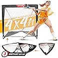 NET PLAYZ 4 x 4 x 4 Feet Lacrosse Goal Fast Install, Fiberglass Frame, Lightweight, Foldable, Portable, Carry Bag Included