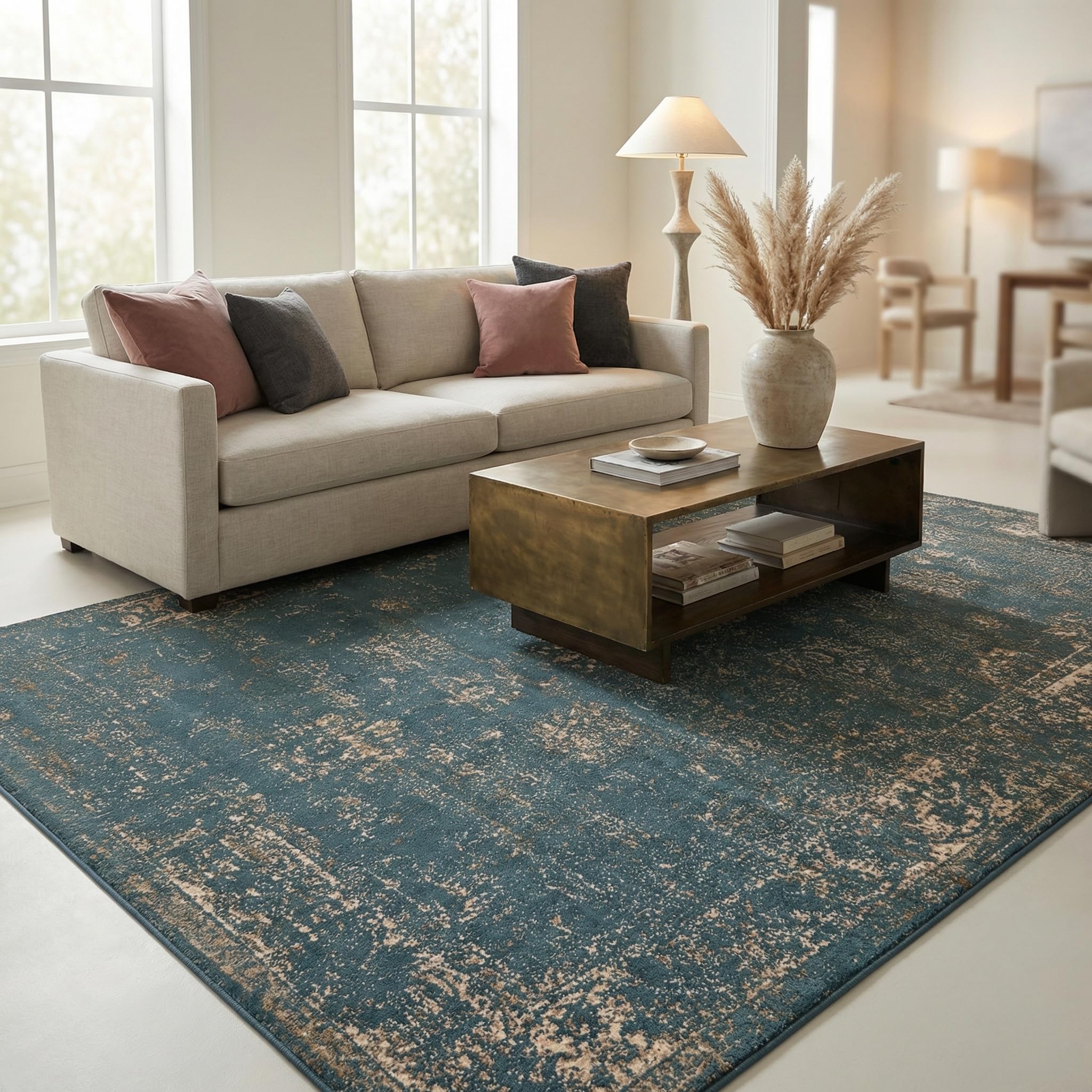 Unique Loom Sofia Collection Traditional Vintage Blue/Ivory Area Rug (215x305), 3141394