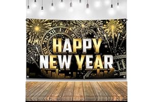 KatchOn, XtraLarge Happy New Year Banner - 72x44 Inch | New Year Backdrop 2026 | New Years Decorations 2026 | NYE Eve Banner For NYE Decorations 2026 | New Years Eve Party Supplies 2026