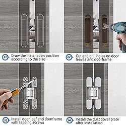 Hawaminent Upgraded Invisible Door Hinges 2 Silver