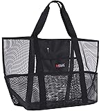 Holly LifePro Mesh Beach Bag Toy Tote Bag Market Grocery & Picnic Tote with Oversized Pockets
