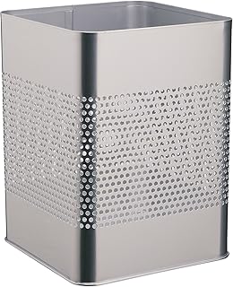 Durable 332123 Papierkorb Metall eckig 18,5 Liter, Perforation 165 mm, silber