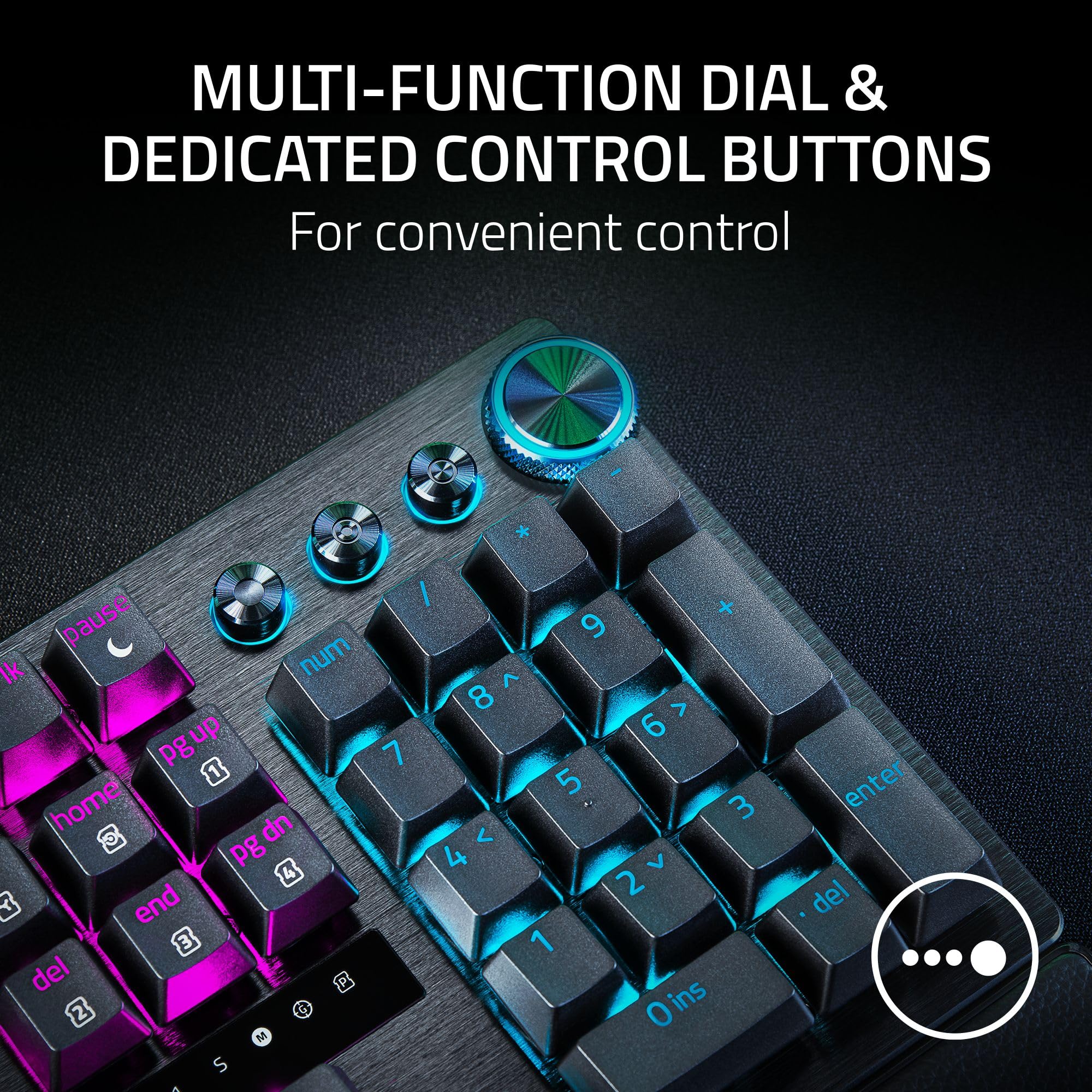 Razer Huntsman V3 Pro Esports Gaming Keyboard: Analog Optical Switches - Razer Snap Tap - Rapid Trigger - Adjustable Actuation - Media Keys & Dial - Doubleshot PBT Keycaps - Wrist Rest - Black
