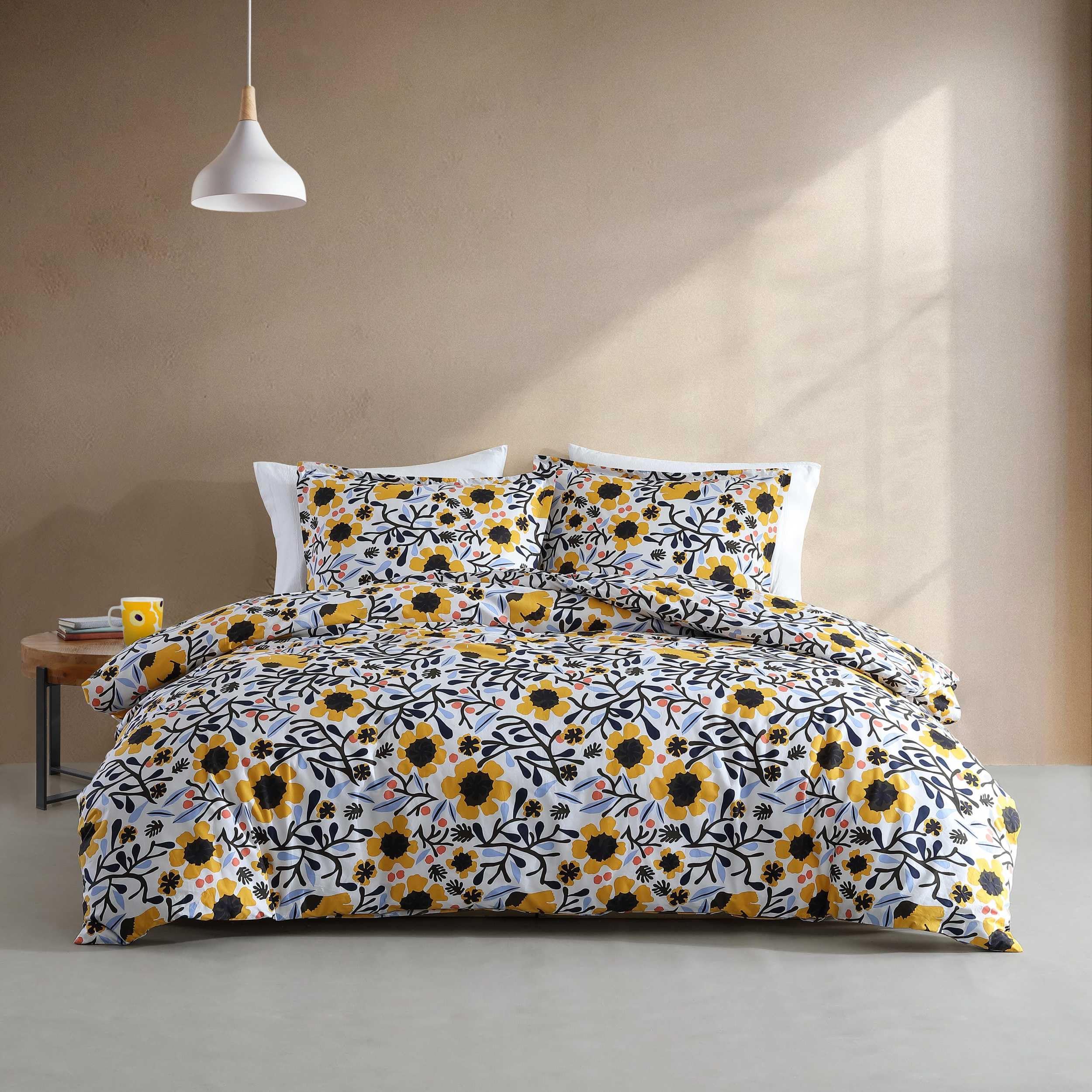Marimekko - King Duvet Cover Set, Cotton Percale Reversible Bedding with Matching Shams, Floral Home Decor (Mykero Multicolor, King) Image