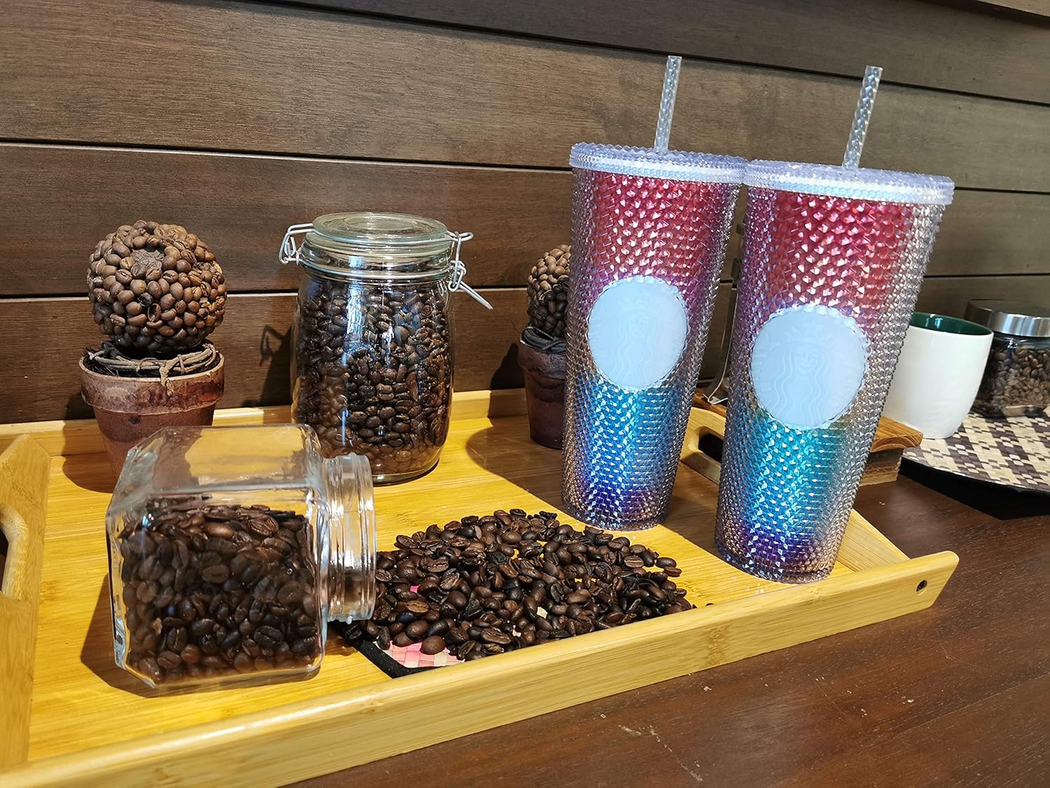 rainbow studded starbucks cup