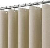 Linen Shower Curtain Taupe 182x182cm with Metal Hooks