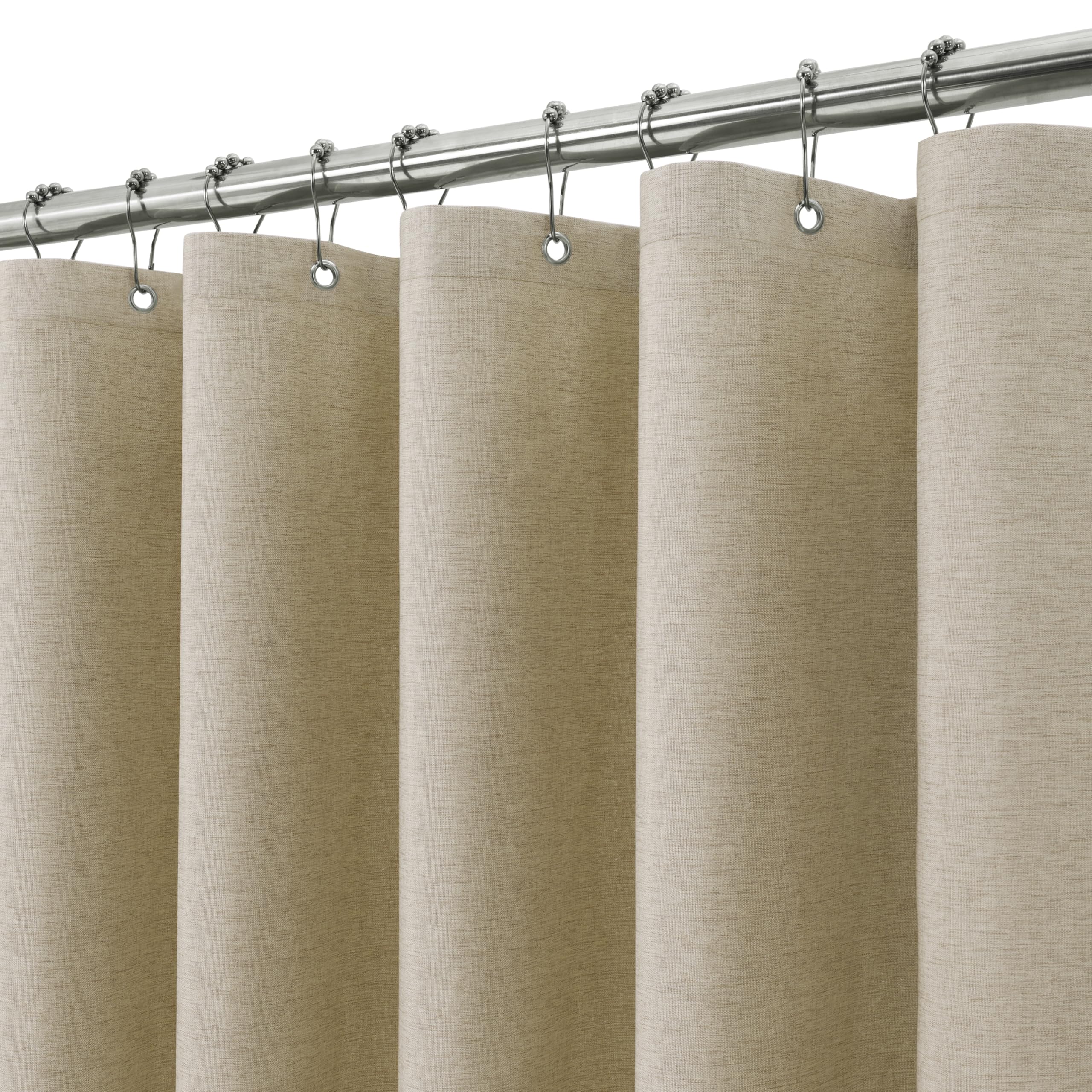 Shower Curtain for Bathroom with Metal Hooks Linen Fabric Shower Curtain Heavy Duty Bath Curtain for Wet Room Bathtub Shower Stall, Hotel Quality, Weighted Hem, Waterproof - 182 x 182cm (Taupe)