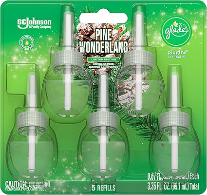 Amazon Com Glade Plugins Refills Air Freshener Scented And Essential Oils For Home And Bathroom Pine Wonderland 3 35 Fl Oz 5 Count Health Personal Care