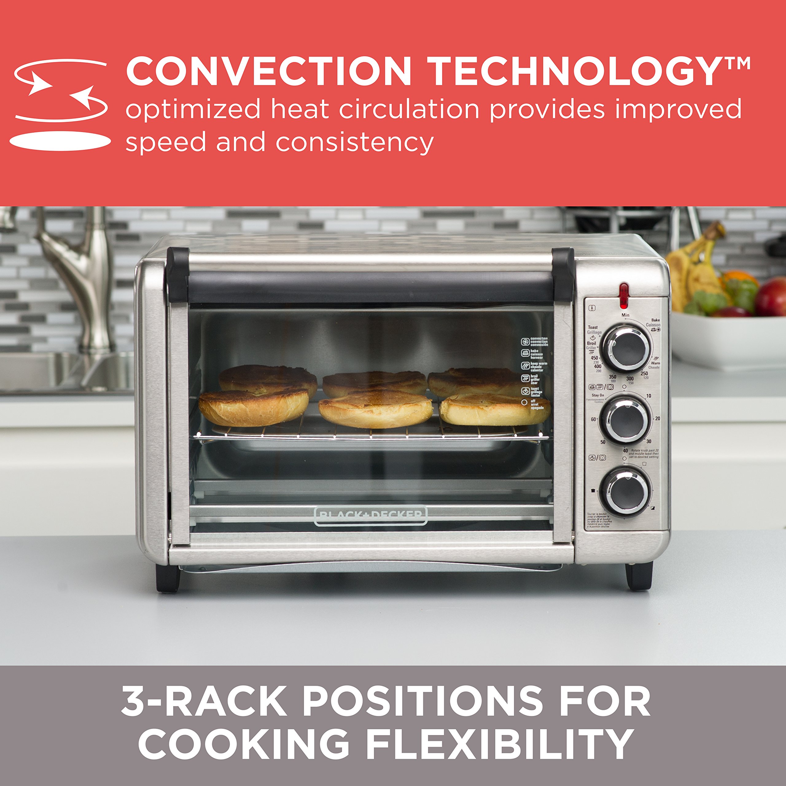 Black+Decker TO3210SSD 6Slice Convection Countertop Toaster Oven