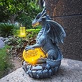 Yardancer Dragon Solar Garden Statues Outdoor Decoration with Magic Orb,Dragon Figurine Solar LED Lights Lawn Décor,Outside Statue Ornament for Patio, Balcony, Yard,Unique Gifts for Mom Grandma