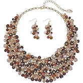 Bocar Fashion Crystal Chunky Collar Statement Necklace Earring Set for Women Gift (NK-10260)