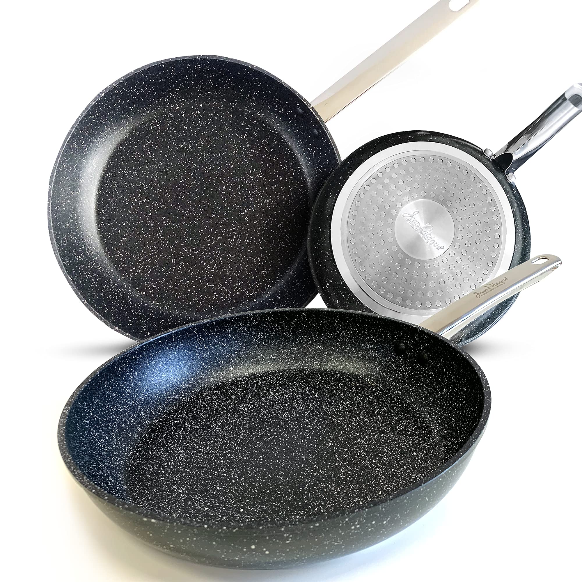 Jean-Patrique Stonetastic Granite Non-Stick Frying Pans - Set of 3 | Induction Frying Pans Compatible with All Types of Hobs & Oven Safe