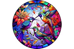 ajepon Hummingbird Diamond Art Kits for Adults-Hummingbird Diamond Painting Kits,Stained Glass 5D Diamond Painting for Adults,Gem Painting Kit Arts for Wall Home Decor Arts Craft 14x14inch