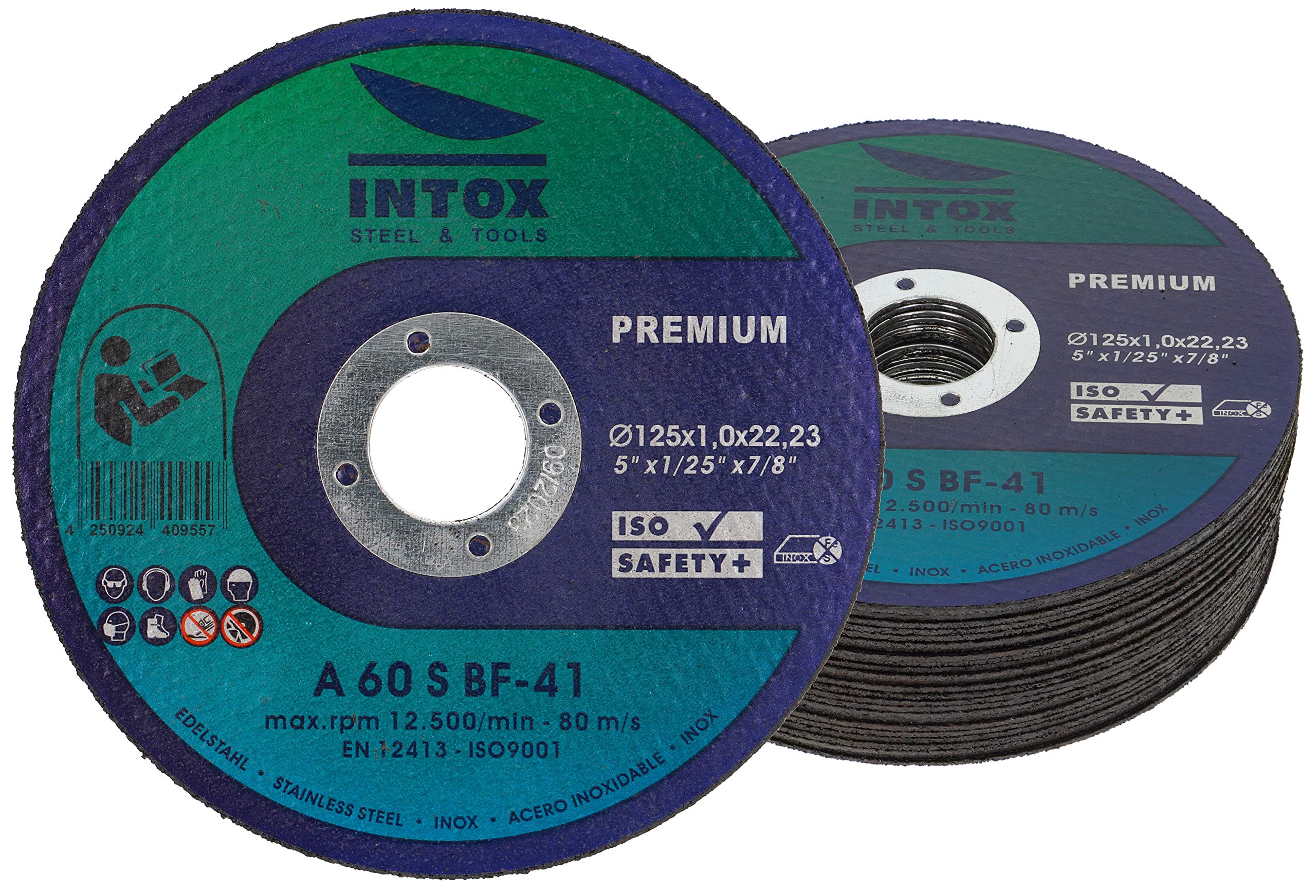 Intox Cutting Discs 125 mm 5 inch x 1.0 mm Pack of 25 Stainless Steel Flex Disc for Metal Steel and Stainless Steel