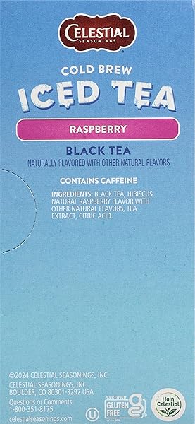 CELESTIAL SEASONINGS COLD BREW RASPBERRY BLACK ICED TEA 18 TEA BAGS