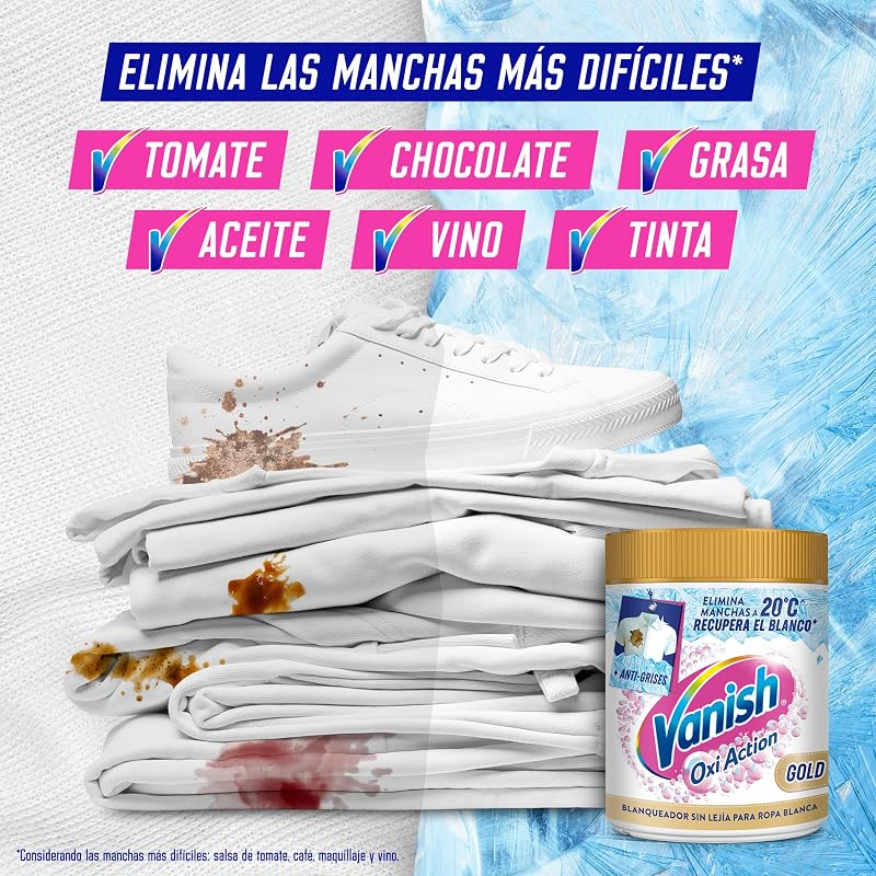 Vanish oxi action multipoder - tira manchas multibenefícios, alvejante e intensificador de lavagem, para roupas brancas, pó, sem alvejante 400gr
