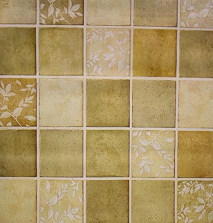 Yellow Tiles Check Sticky Back Plastic Self Adhesive Vinyl