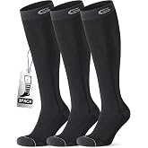 CS CELERSPORT Compression Socks for Men Women 20-30mmHg Running 3 Pairs | Breathable Knee High Circulation Support Socks for Travel, Pregnant, Nurses, Athletic, Daily Stand