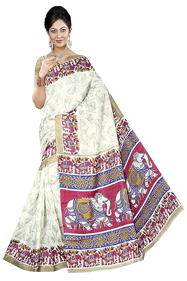 Winza Designer Womens Manipuri Cotton Silk Saree with Blouse (MN-11010-ELEPHANT)