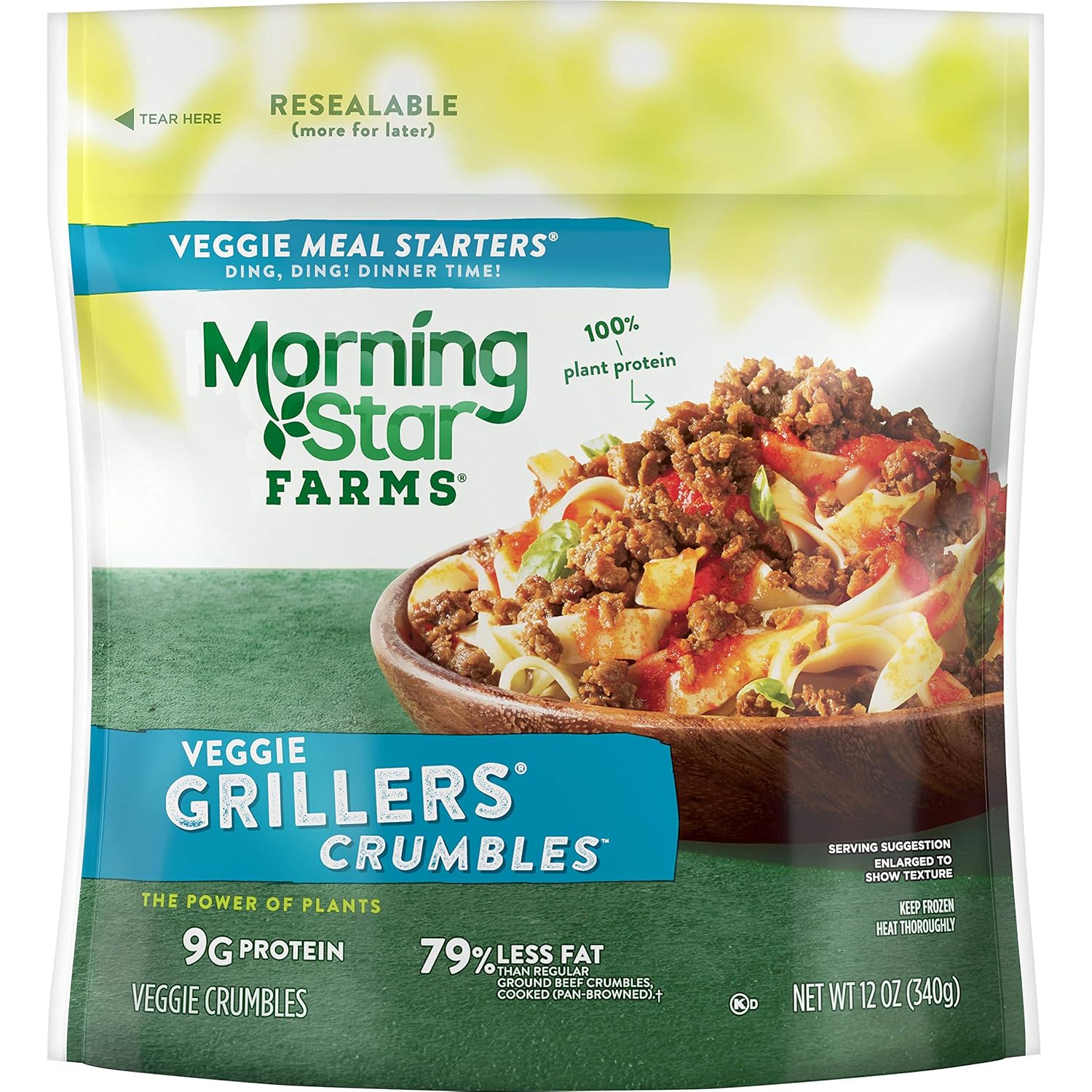 Kellogg's Morningstar Farms Grillers Crumbles – Meat Substitute, Clean Eating Meals, Vegan, 12 oz Bag